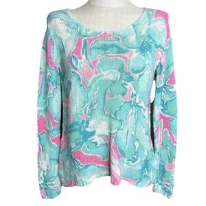 Lilly Pulitzer Stasia Open Knit Sweater S Berry Fizz $148 MSRP